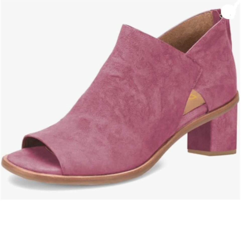 YDN Plum Peep Toe Low Block Heels Back Zipper Sandal Ankle Boots Comfy Shoes
